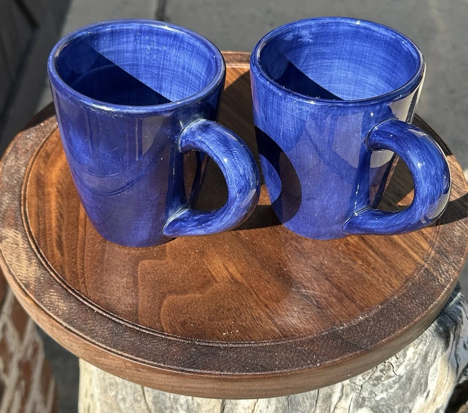 Набор кофейных кружек - синие художественные кружки с ручной росписью Salute - Изображение 2 из 4