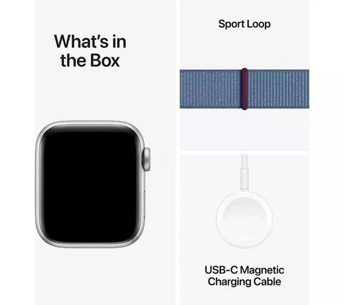 APPLE Watch SE (2023) - 40mm Silver Al Case and Winter Blue Sport Loop - Picture 3 of 6