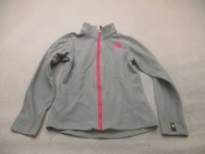 The North Face Size L Girls Gray Fleece Full Zip Logo Warm Activewear Jacket 080