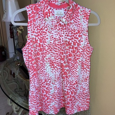 EP Pro Tour Tech Sleeveless Golf Shirt. Size Med. Melon White Tan  NWOT.