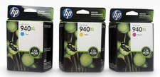 Lot of 3 Genuine HP 940XL Ink Cartridges Cyan Magenta Yellow New Expired