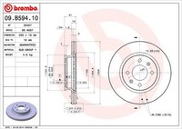 2X Brembo Bremsscheibe 09.B594.10 FüR Hyundai