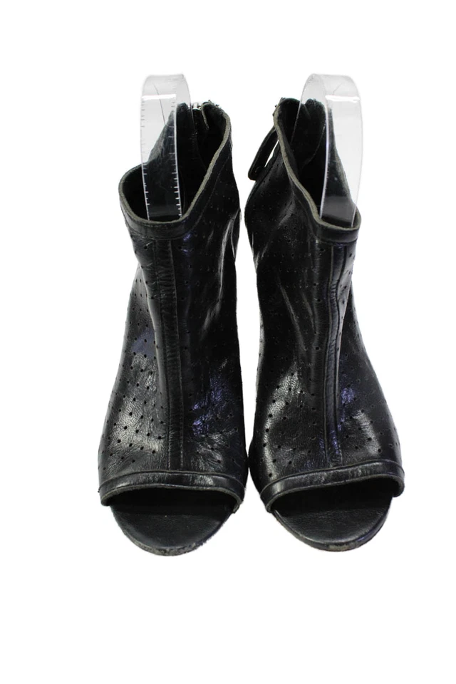 Zapatos de salón Alice + Olivia para mujer con puntera abierta perforados de cuero negro talla 38 Foto 2 de 4