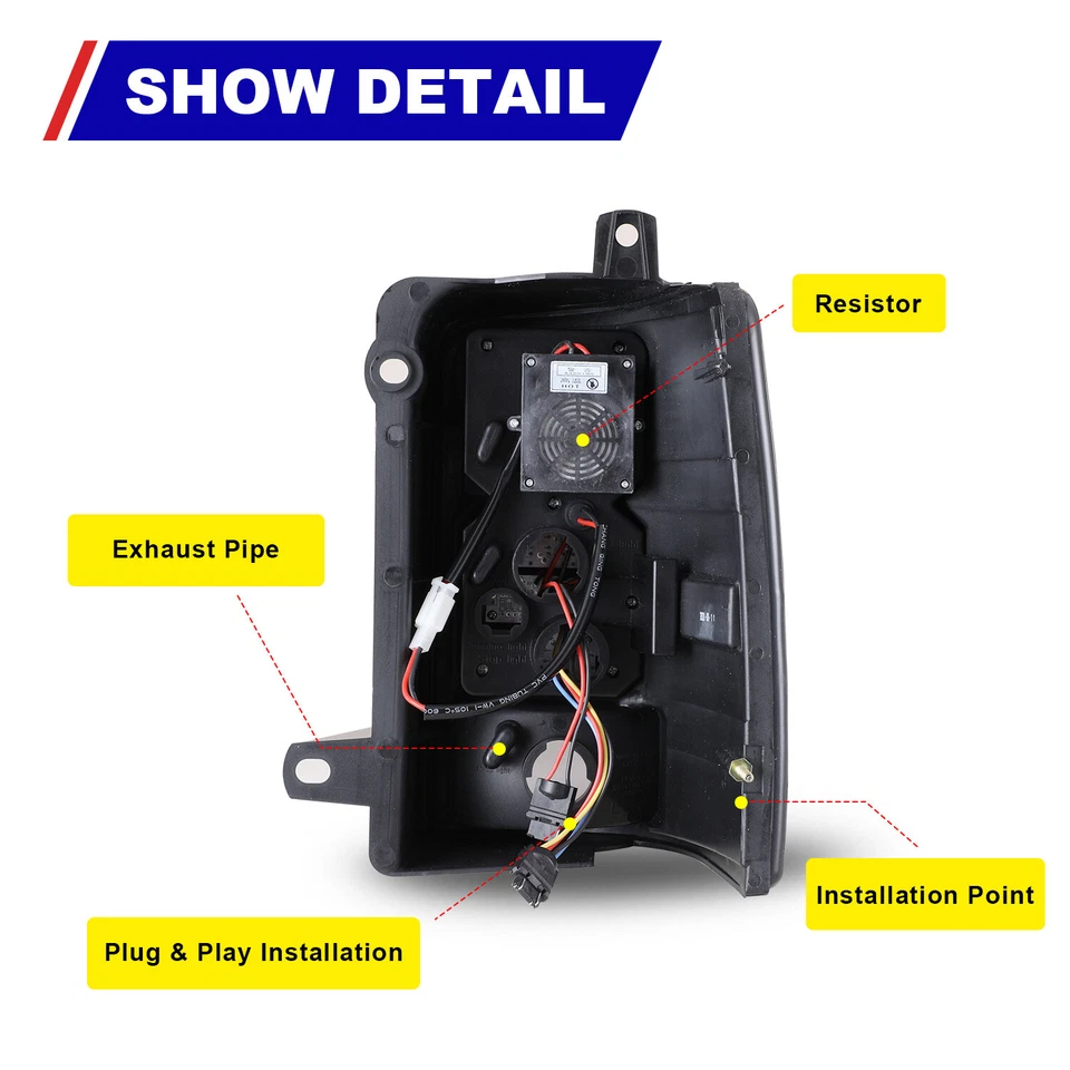 LED Taillights For 97-98 Jeep Grand Cherokee Black Smoke Lens Rear Lamps 1 Pair - Image 4 of 4