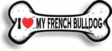 I Love My French Bulldog Car Magnet Bumper Sticker 3"x7"