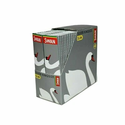 Swan Silver King Size Slim Rolling Paper 50 Booklets -Sealed Box