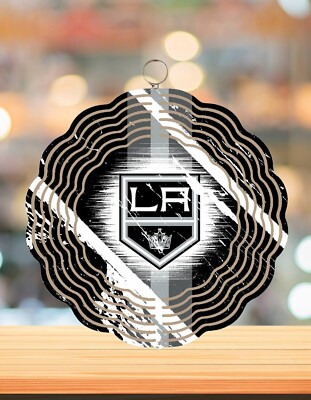 Handmade Los Angles Kings Inspired 8in Round 3D Wind Spinner