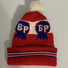 VINTAGE BP FARM AG SEED HAT WITH POM POM STOCKING CAP HAT