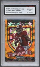 2021 Devonta Smith Panini Prizm Crusade Orange Cracked Ice Rookie Card Graded 10