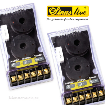 2x Sinuslive CR-235 2-Wege Frequenzweiche Lautsprecher Auto Weiche bis 250 Watt