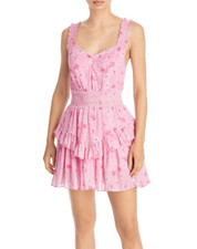 LoveShackFancy Norelli Printed Ruffled Dress Pink Floral Size  XL