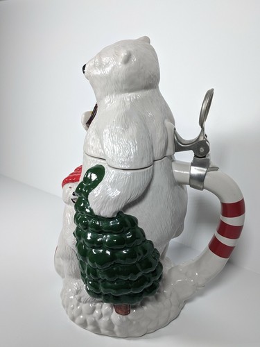 Vintage Coca Cola Polar Bear Stein with Lid opening collectable rare desirable - Picture 11 of 12