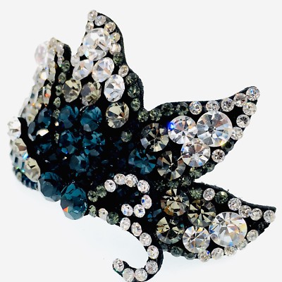 Genuine Swarovski Crystals Butterfly Barrette Multi Colored Blues And Clear 3.5” HANDMADE BUTTERFLY BARRETTE made with Swarovski Crystal Hair  main image 3