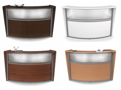 6 Ft X 3 Ft Reception Desk With Plexi Glass Window White Walnut