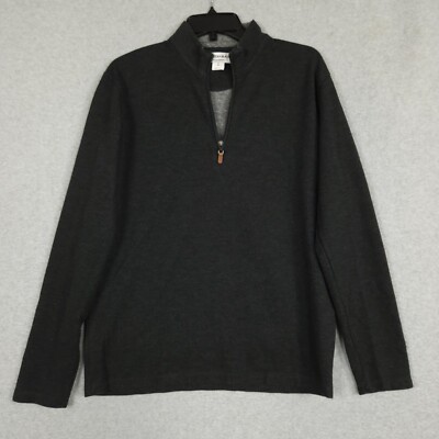 Mizzen Main Sweater Men's Size Medium M Trim Fit Fairway Pullover Gray  1/4 Zip