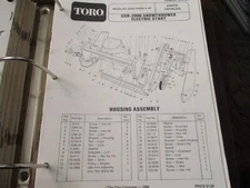 Toro ccr-2000 38185 snow thrower blower Parts Catalog Manual 1986