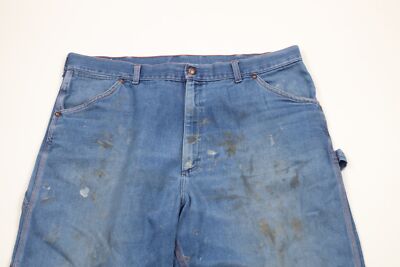 Vintage 90s Big Mac Mens 38x32 Thrashed Dungaree Wide Leg Denim