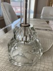Vintage Etched Crystal Stacked Clear Table Lamp With Shade Home Decor Works — photo 3