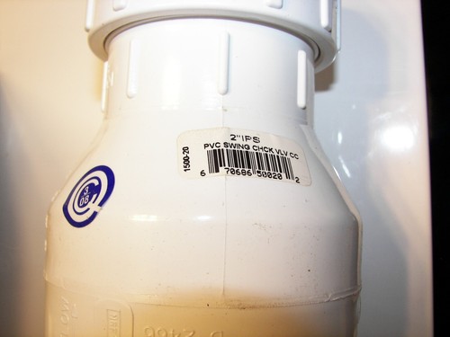 New NOS Parts-2-O 2" Sewage Check Valve FPW212-4 PVC No Glue Horizontal Vertical - Picture 7 of 8