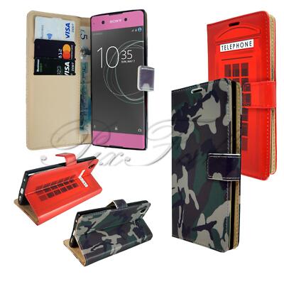 Für Sony Xperia L1 L2 L3 Neu Schwarz Leder Etui Handyhülle + Displayschutz