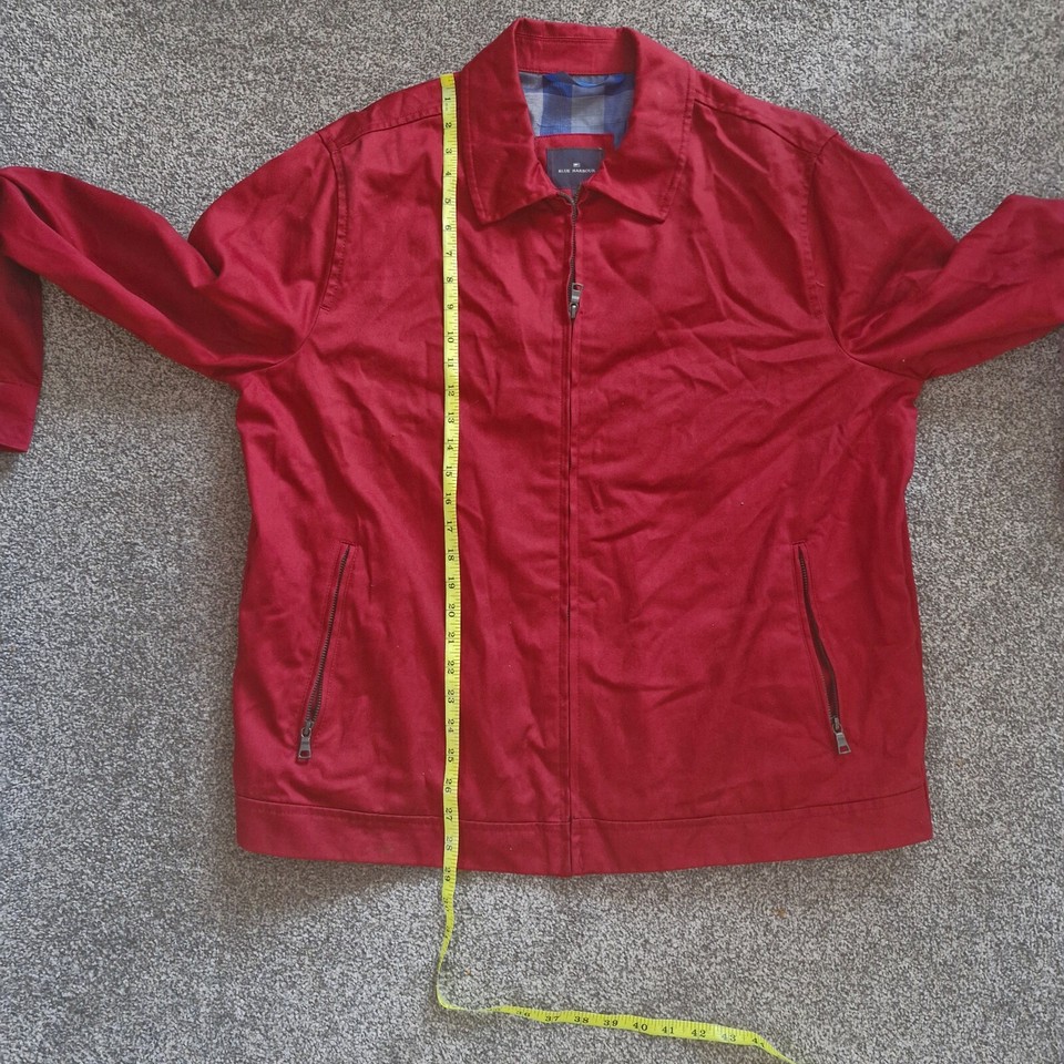 M&S Blue Harbour Jacket Mens Size XL Red Cotton Zip Up Bomber Outerwear
