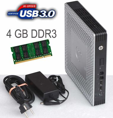 MINI COMPUTER HP T610 TPC-W006-TC 4GB DDR3 2x SATA USB 3.0 RS-232 DVI POWER ADAP