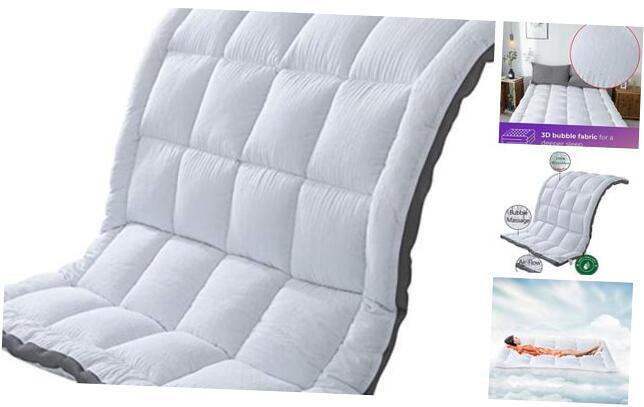 Mattress Topper King & Mattress Pad King (76''*80''*2''） Microfiber 3D Bubble-image