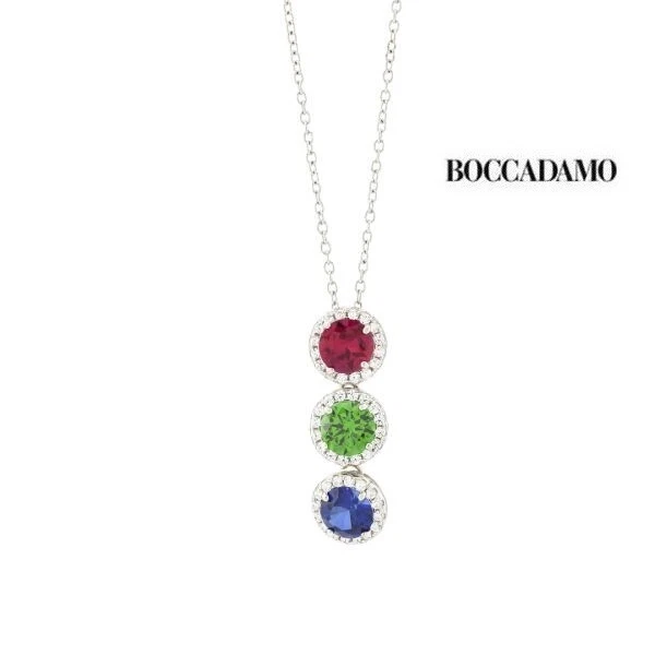 BOCCADAMO   GR855M    girocollo con pietre miste     argento 925mm - Immagine 2 di 4