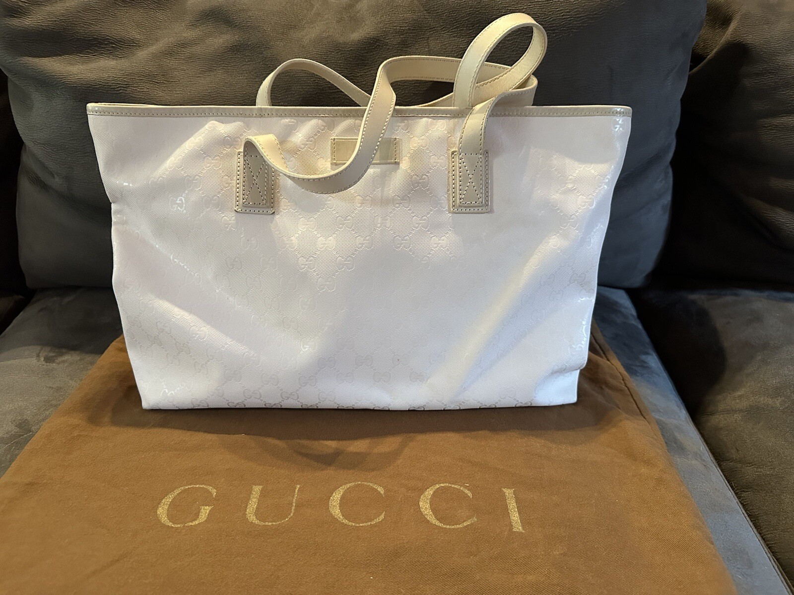 Gucci Canvas Leather Medium Large Tote Designer Shoulder Bag-image