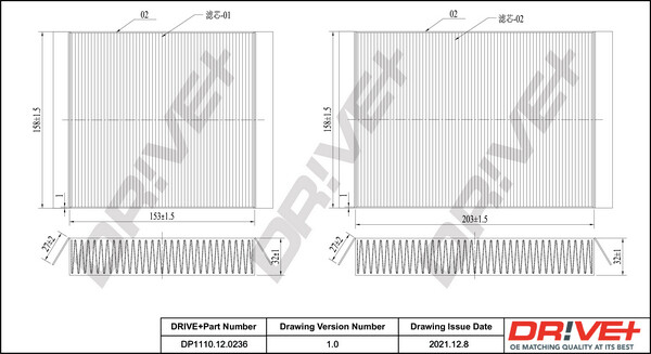 Dr!ve+ DP1110.12.0236 Filter, Innenraumluft FüR CitroËN, Ds, Peugeot-image