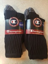 2 Pr Champion Made in the USA 85 Cotton Walking Socks Black Large New Old Stock