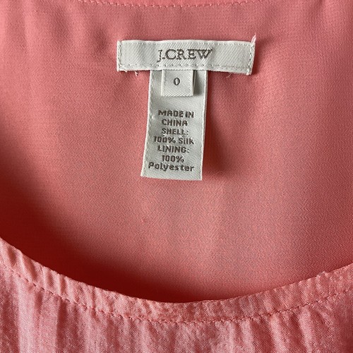 J. Crew 100% Silk Ruffled Multi Tiers Tank Top Tangerine Lined Side Zip Size 0 - Picture 12 of 13