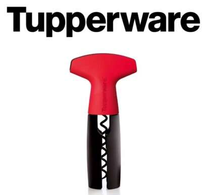 TUPPERWARE Küchenhelfer Öffner Flaschengeist rot-schwarz Korkenzieher - NEU -