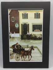 New Handmade 5x7 Matted  Old Fashioned Cottage Farm Floral Scene Free Ship 130