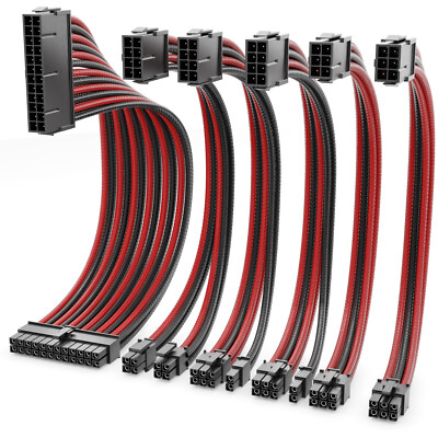 PC Netzteil Kabel Set 6-Teilig Kabelmanagement 30cm Computer Motherboard PCI ATX