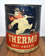 Vintage Thermo Snowman Anti Freeze One Gallon Advertising Can