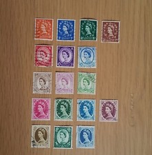 Complete GB used stamp set: 1952-65 Queen Elizabeth II Wilding definitives