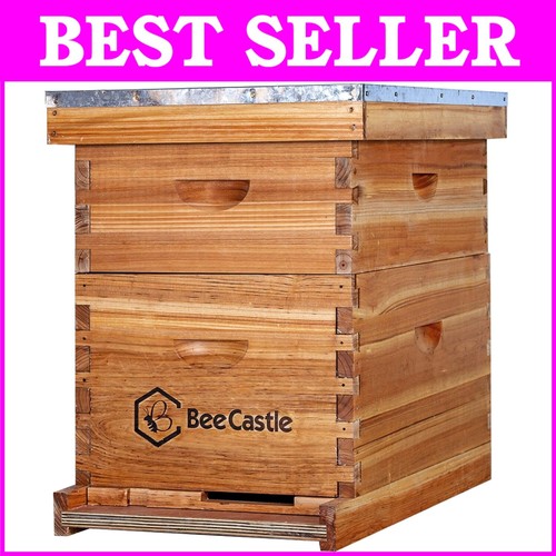 8-Frame Langstroth Bee Hive Starter Kit - Beeswax Coated for Maximum Durability