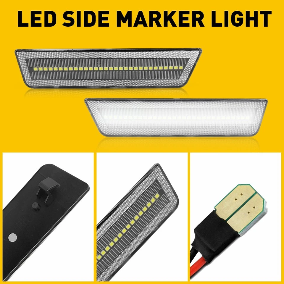 Luces LED de lente blanca transparente luces laterales delanteras para Dodge Challenger 14 2008 Foto 3 de 4