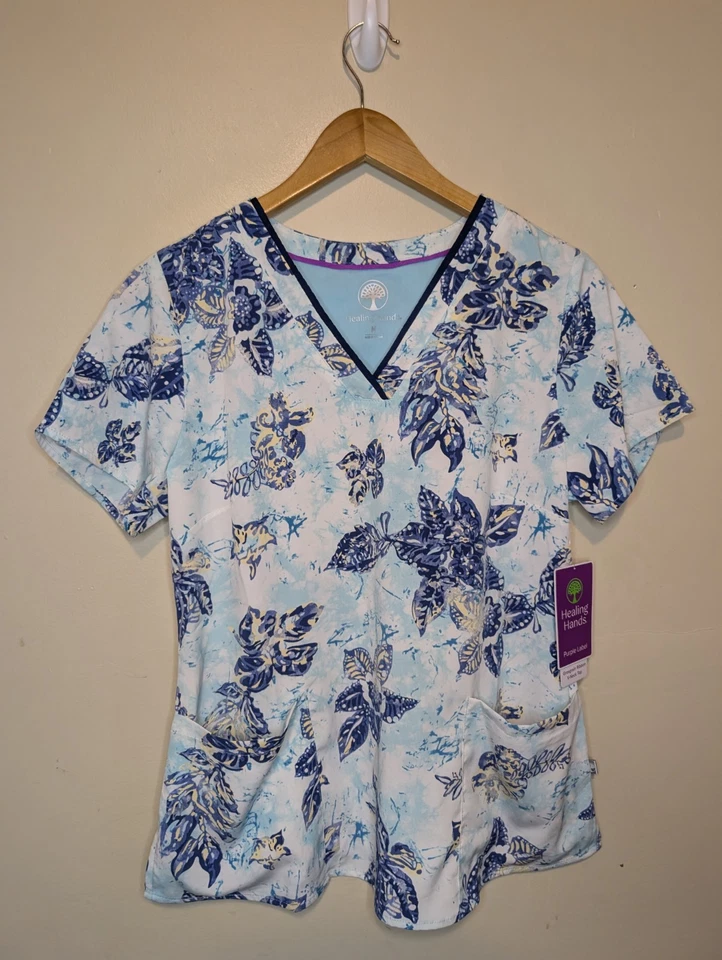 Healing Hands Amanda Scrub Top Purple Label MEDIUM multicolor Comfortable New  - Image 3 of 4