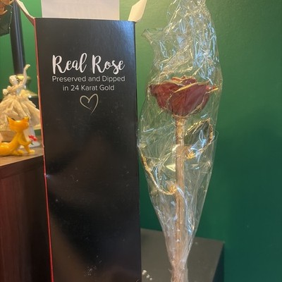 Steven Singer gold-dipped rose - red petals and gold stem with box