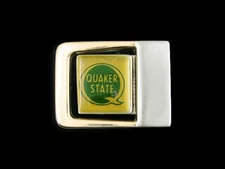 SJ03103 VINTAGE 1980s **QUAKER STATE** COMPANY ADVERTISEMENT BELT BUCKLE