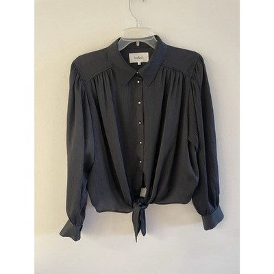 NEW! ba&sh Chemise Féria Black Button Down tie Blouse size 2