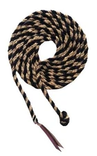 Showman 23' Horse Hair Mecate Reins w/ Leather Popper