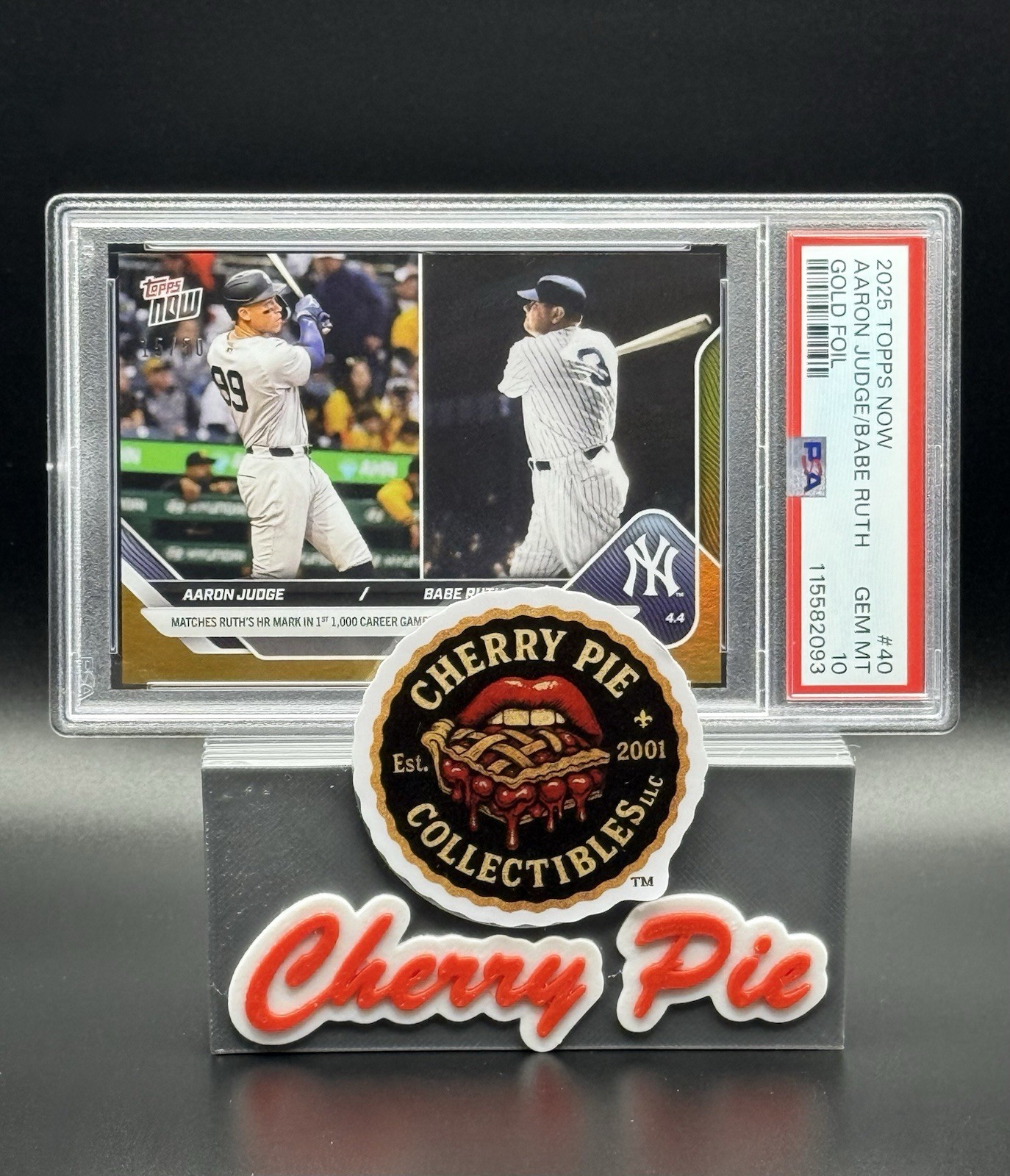 2025 Topps NOW #40 Aaron Judge / Babe Ruth Gold Foil /50 PSA 10 GEM