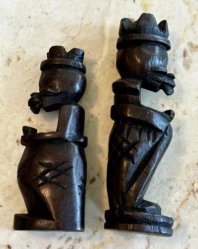Vintage Carved Wooden African Chess Set 32 Pieces Complete Height 2 ½” - 4 1/4” - Picture 12 of 15