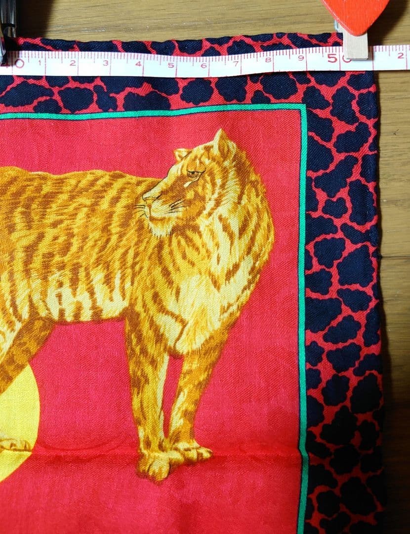 VERSACE Leopard Pattern Handkerchief Red 50cm x 5… - image 2