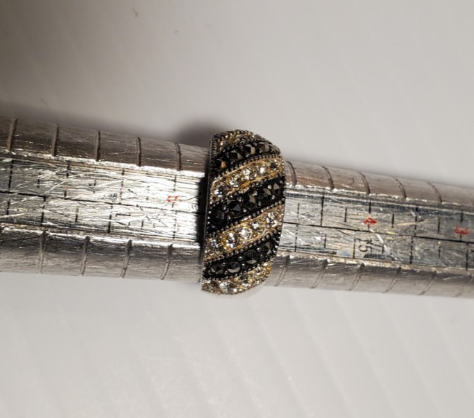 Solid Sterling .925 Silver Band Ring Marcasite an… - image 11