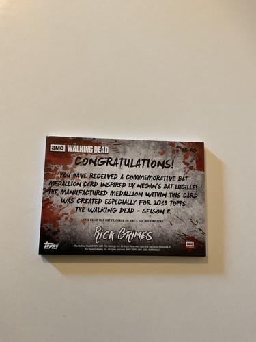 2018 Walking Dead Season 8 Part 1 Manufactured Bat Relic Rick MUD #/50 - Picture 2 of 2