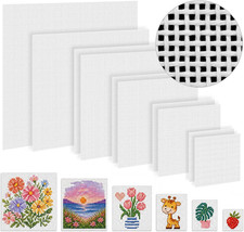 10 Pcs 18 Mesh Needlepoint Canvas Pre-Cut Blank White Needlepoint Canvas Cotton